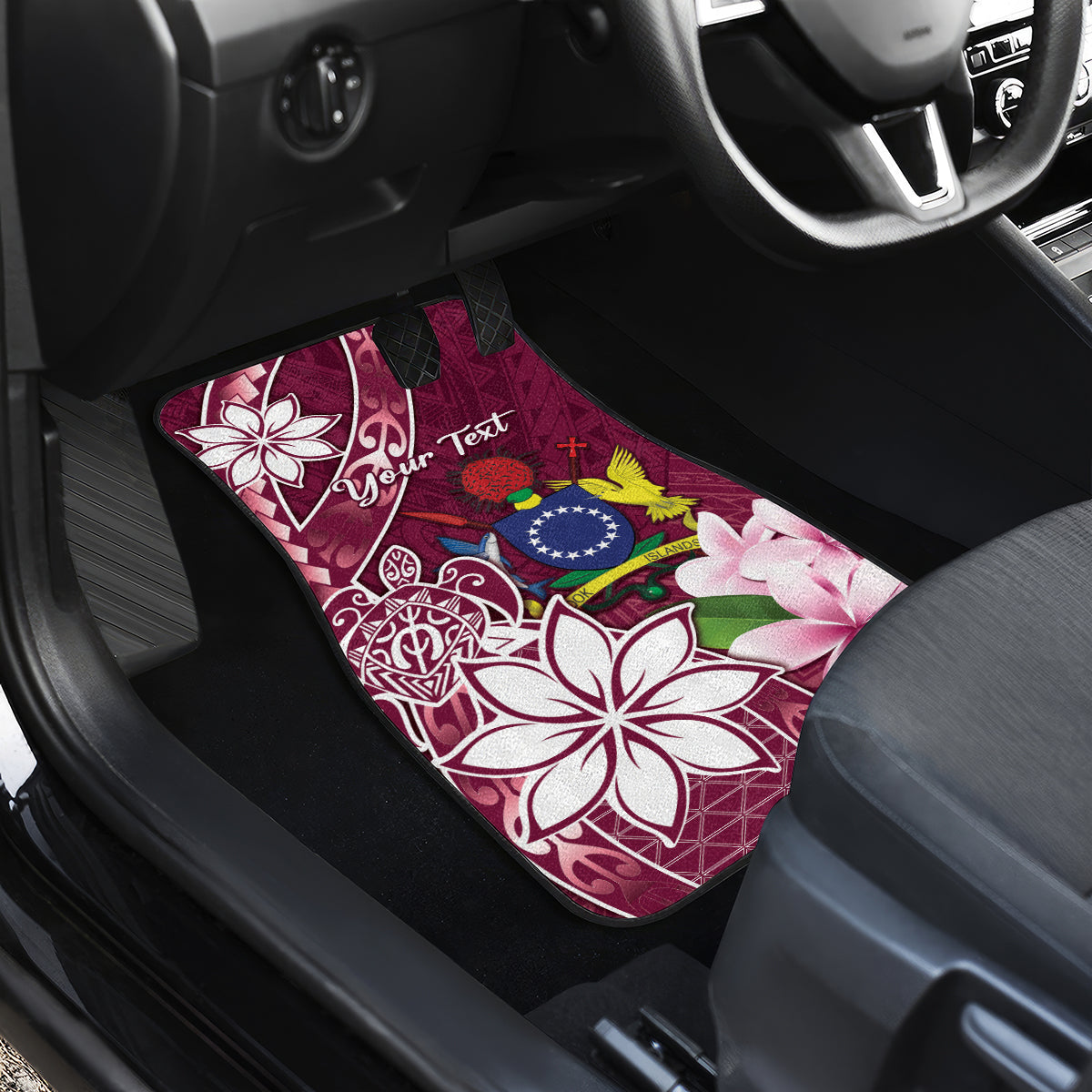 Personalised Cook Island Mangaia Gospel Day Car Mats Floral Tribal Pattern LT05 - Polynesian Pride