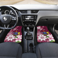 Personalised Cook Island Mangaia Gospel Day Car Mats Floral Tribal Pattern LT05 Set 2pcs - Front Maroon - Polynesian Pride