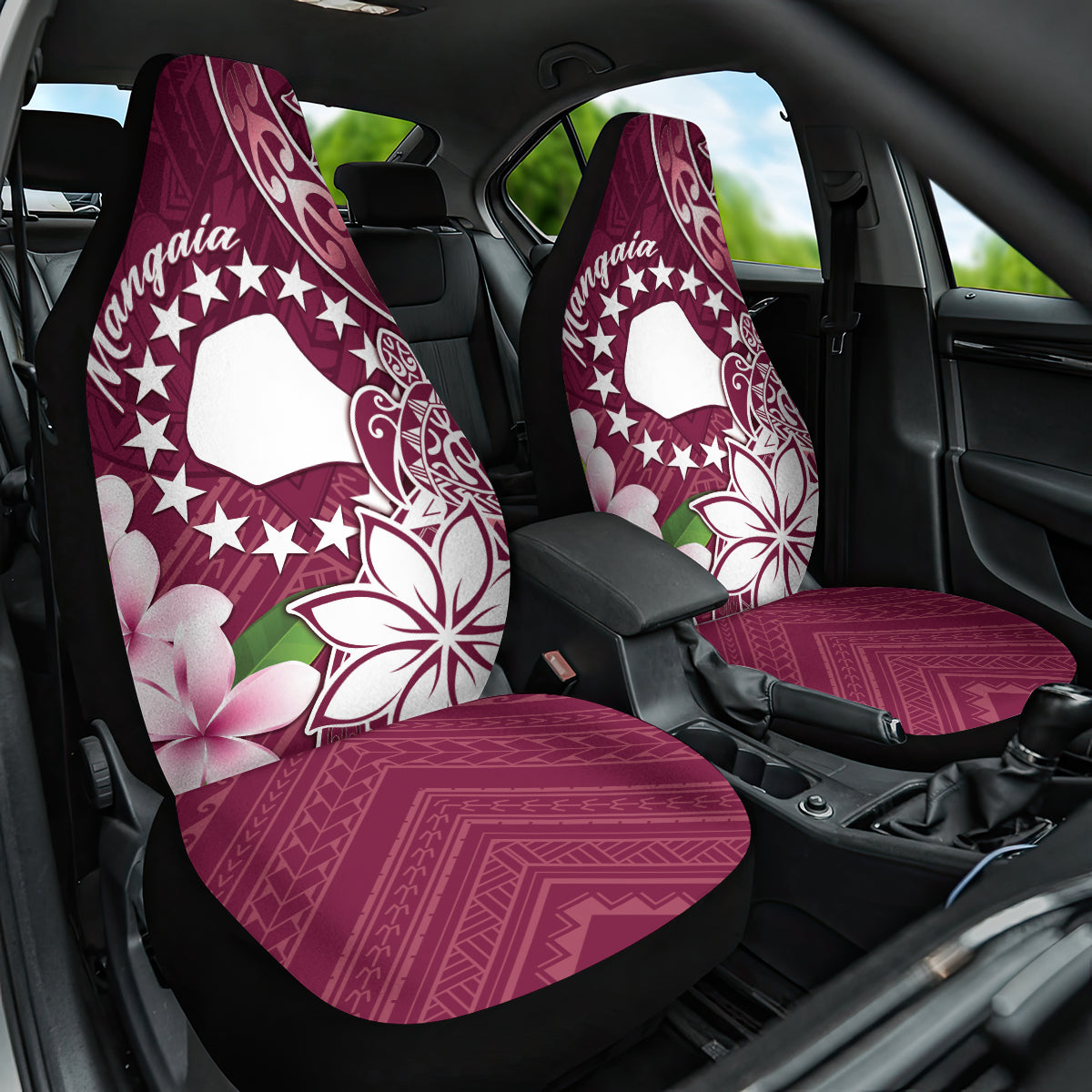 Cook Island Mangaia Gospel Day Car Seat Cover Floral Tribal Pattern