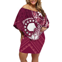 Personalised Cook Island Mangaia Gospel Day Family Matching Off Shoulder Short Dress and Hawaiian Shirt Floral Tribal Pattern