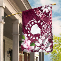 Cook Island Mangaia Gospel Day Garden Flag Floral Tribal Pattern LT05 House Flag Maroon - Polynesian Pride