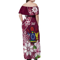 Personalised Cook Island Mangaia Gospel Day Off Shoulder Maxi Dress Floral Tribal Pattern LT05 - Polynesian Pride