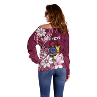 Personalised Cook Island Mangaia Gospel Day Off Shoulder Sweater Floral Tribal Pattern