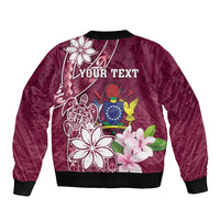 Personalised Cook Island Mangaia Gospel Day Sleeve Zip Bomber Jacket Floral Tribal Pattern LT05 - Polynesian Pride