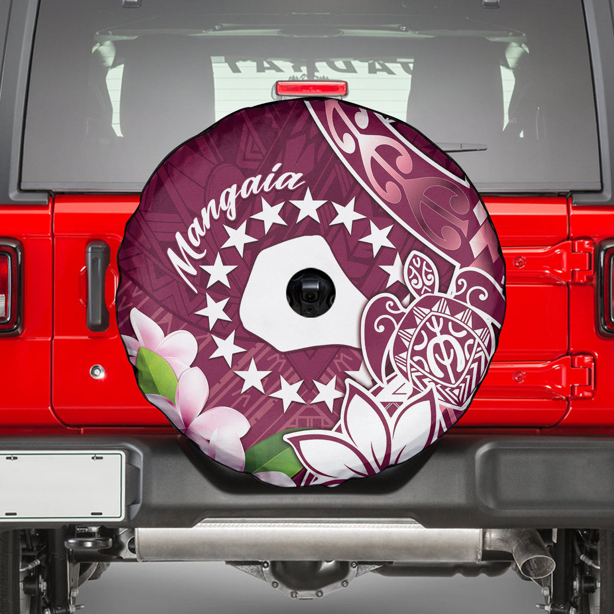 Cook Island Mangaia Gospel Day Spare Tire Cover Floral Tribal Pattern LT05 - Polynesian Pride