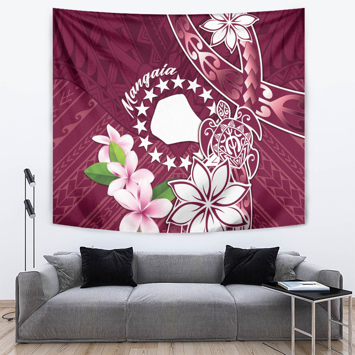 Cook Island Mangaia Gospel Day Tapestry Floral Tribal Pattern