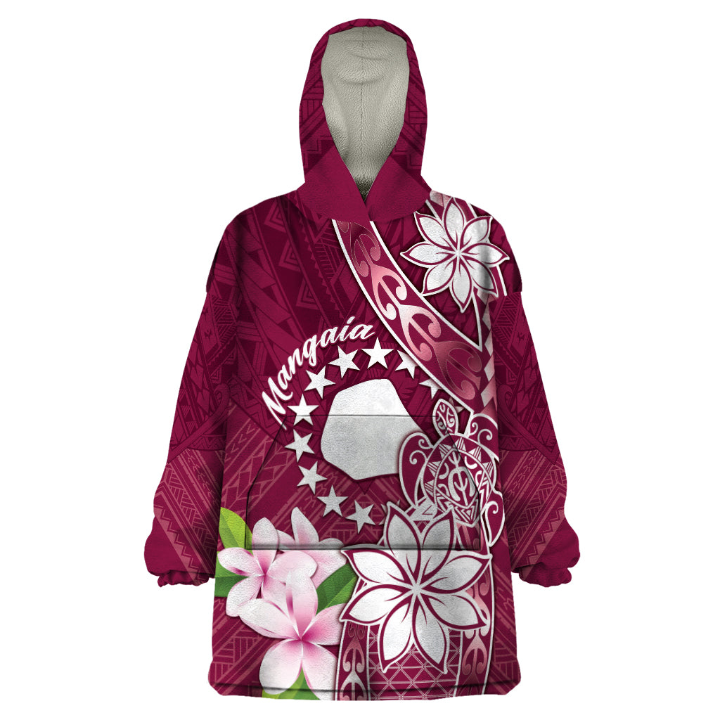 Personalised Cook Island Mangaia Gospel Day Wearable Blanket Hoodie Floral Tribal Pattern LT05 One Size Maroon - Polynesian Pride
