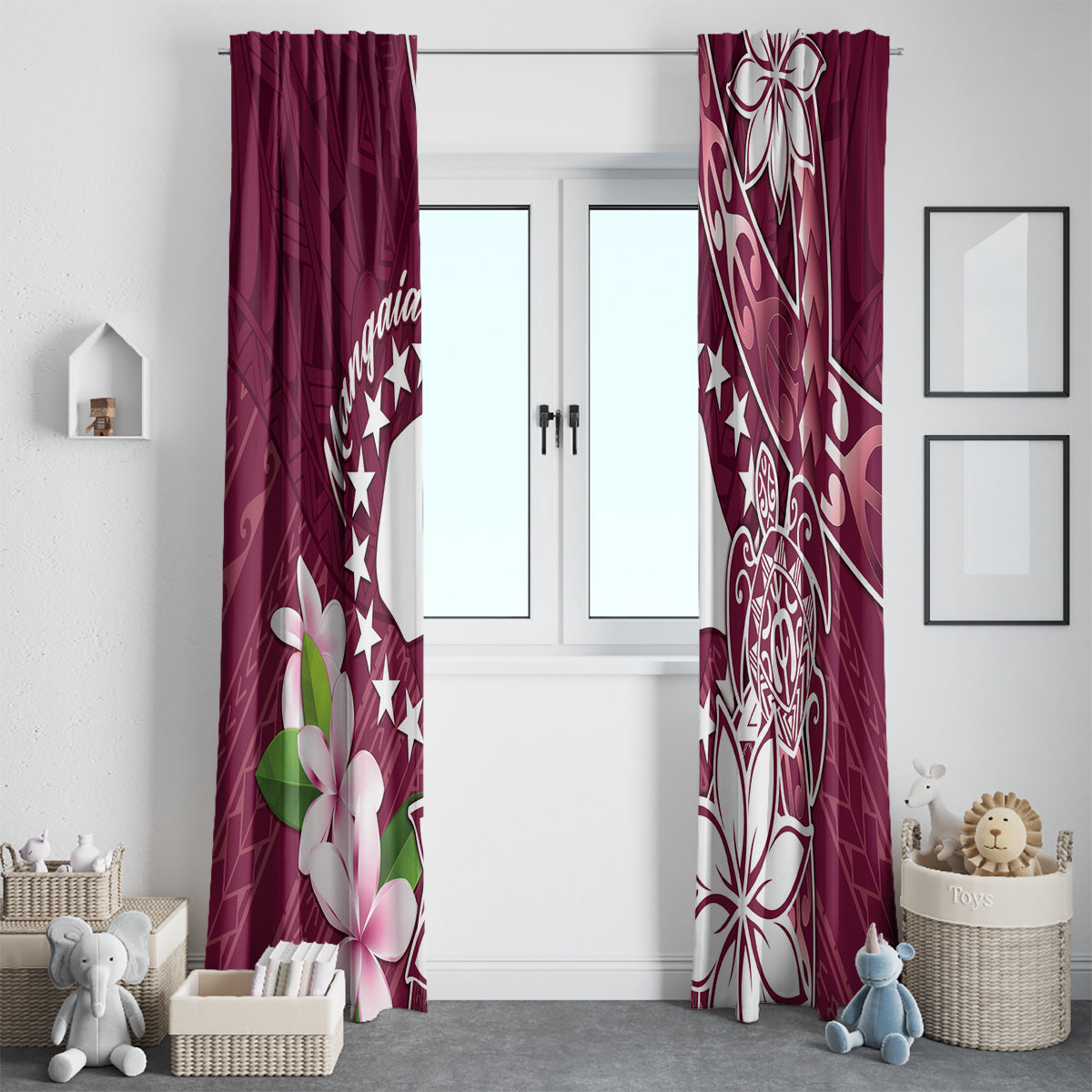 Cook Island Mangaia Gospel Day Window Curtain Floral Tribal Pattern LT05 - Polynesian Pride