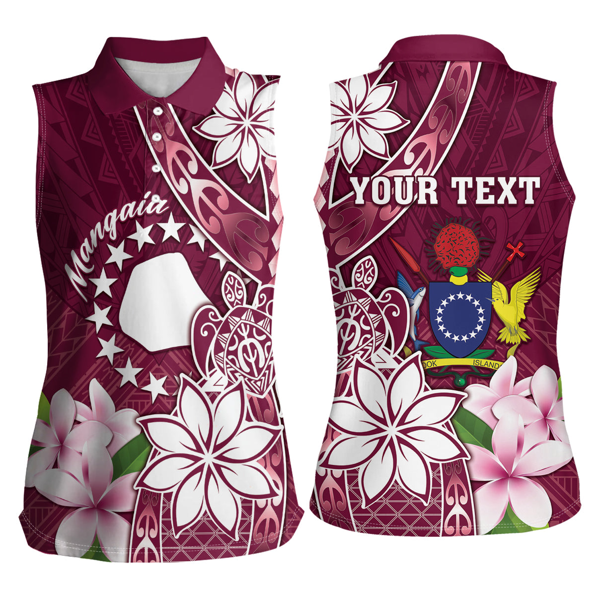 Personalised Cook Island Mangaia Gospel Day Women Sleeveless Polo Shirt Floral Tribal Pattern