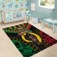 Vanuatu 45th Anniversary Independence Day Area Rug Melanesian Warrior With Sand Drawing Pattern LT05