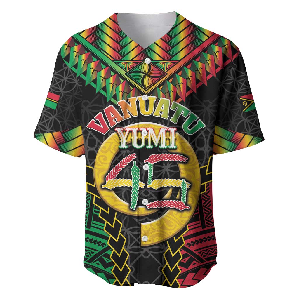 Vanuatu 45th Anniversary Independence Day Baseball Jersey Melanesian Warrior With Sand Drawing Pattern LT05