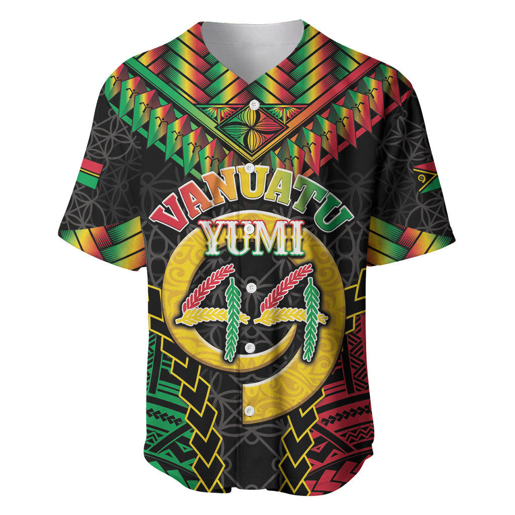 Vanuatu 44th Anniversary Independence Day Baseball Jersey Melanesian Warrior With Sand Drawing Pattern