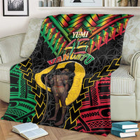 Vanuatu 45th Anniversary Independence Day Blanket Melanesian Warrior With Sand Drawing Pattern LT05 - Polynesian Pride