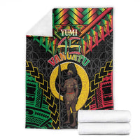 Vanuatu 45th Anniversary Independence Day Blanket Melanesian Warrior With Sand Drawing Pattern LT05 - Polynesian Pride