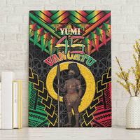 Vanuatu 45th Anniversary Independence Day Canvas Wall Art Melanesian Warrior With Sand Drawing Pattern LT05 Without Frame Black - Polynesian Pride