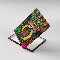 Vanuatu 45th Anniversary Independence Day Canvas Wall Art Melanesian Warrior With Sand Drawing Pattern LT05 With Frame Black - Polynesian Pride