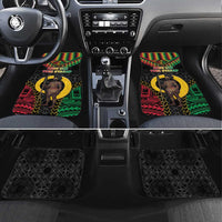 Vanuatu 45th Anniversary Independence Day Car Mats Melanesian Warrior With Sand Drawing Pattern LT05 Set 4pcs Black - Polynesian Pride