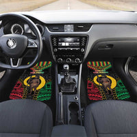 Vanuatu 45th Anniversary Independence Day Car Mats Melanesian Warrior With Sand Drawing Pattern LT05 Set 2pcs - Front Black - Polynesian Pride