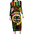 Vanuatu 44th Anniversary Independence Day Family Matching Long Sleeve Bodycon Dress and Hawaiian Shirt Melanesian Warrior With Sand Drawing Pattern