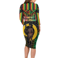 Vanuatu 45th Anniversary Independence Day Family Matching Long Sleeve Bodycon Dress and Hawaiian Shirt Melanesian Warrior With Sand Drawing Pattern LT05