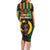 Vanuatu 44th Anniversary Independence Day Family Matching Long Sleeve Bodycon Dress and Hawaiian Shirt Melanesian Warrior With Sand Drawing Pattern