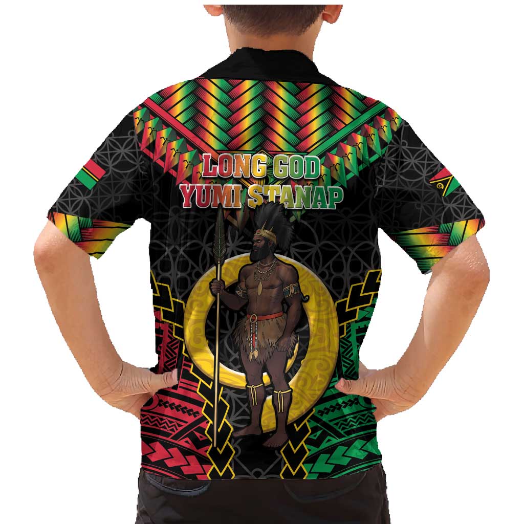 Vanuatu 45th Anniversary Independence Day Family Matching Mermaid Dress and Hawaiian Shirt Melanesian Warrior With Sand Drawing Pattern LT05