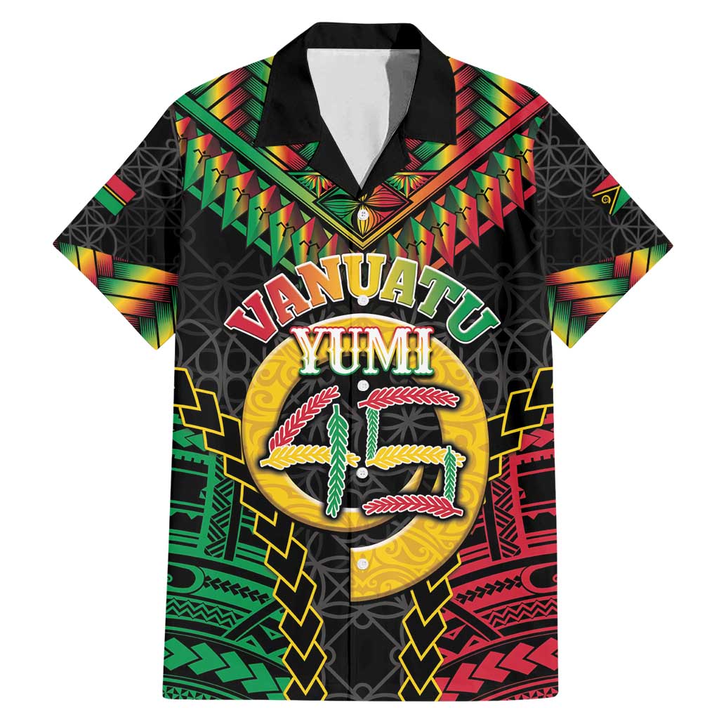 Vanuatu 45th Anniversary Independence Day Family Matching Mermaid Dress and Hawaiian Shirt Melanesian Warrior With Sand Drawing Pattern LT05