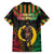 Vanuatu 44th Anniversary Independence Day Family Matching Off The Shoulder Long Sleeve Dress and Hawaiian Shirt Melanesian Warrior With Sand Drawing Pattern