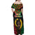 Vanuatu 44th Anniversary Independence Day Family Matching Off Shoulder Maxi Dress and Hawaiian Shirt Melanesian Warrior With Sand Drawing Pattern