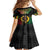 Vanuatu 44th Anniversary Independence Day Family Matching Off Shoulder Short Dress and Hawaiian Shirt Melanesian Warrior With Sand Drawing Pattern