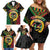 Vanuatu 44th Anniversary Independence Day Family Matching Off Shoulder Short Dress and Hawaiian Shirt Melanesian Warrior With Sand Drawing Pattern