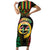 Vanuatu 44th Anniversary Independence Day Family Matching Short Sleeve Bodycon Dress and Hawaiian Shirt Melanesian Warrior With Sand Drawing Pattern