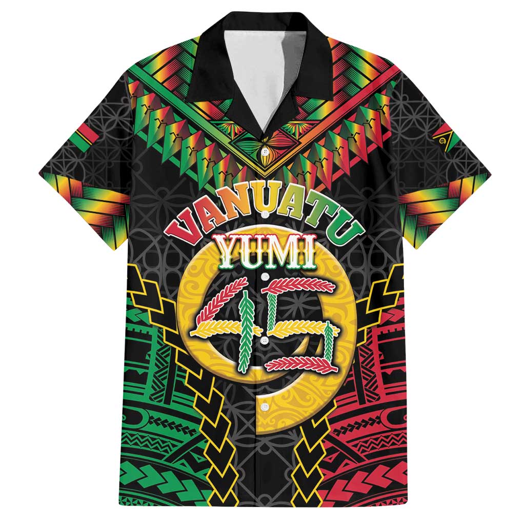 Vanuatu 45th Anniversary Independence Day Family Matching Tank Maxi Dress and Hawaiian Shirt Melanesian Warrior With Sand Drawing Pattern LT05