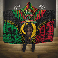 Vanuatu 45th Anniversary Independence Day Hooded Blanket Melanesian Warrior With Sand Drawing Pattern LT05 - Polynesian Pride