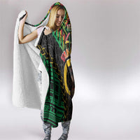 Vanuatu 45th Anniversary Independence Day Hooded Blanket Melanesian Warrior With Sand Drawing Pattern LT05 - Polynesian Pride
