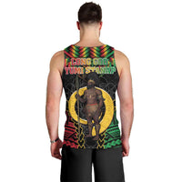 Vanuatu 45th Anniversary Independence Day Men Tank Top Melanesian Warrior With Sand Drawing Pattern LT05 - Polynesian Pride