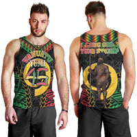 Vanuatu 45th Anniversary Independence Day Men Tank Top Melanesian Warrior With Sand Drawing Pattern LT05 - Polynesian Pride