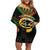 Vanuatu 44th Anniversary Independence Day Off Shoulder Short Dress Melanesian Warrior With Sand Drawing Pattern