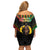 Vanuatu 44th Anniversary Independence Day Off Shoulder Short Dress Melanesian Warrior With Sand Drawing Pattern