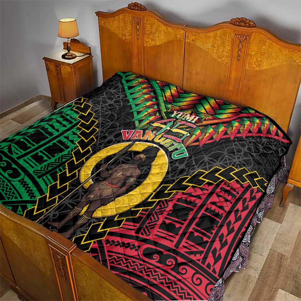 Vanuatu 45th Anniversary Independence Day Quilt Melanesian Warrior With Sand Drawing Pattern LT05