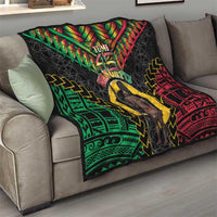 Vanuatu 45th Anniversary Independence Day Quilt Melanesian Warrior With Sand Drawing Pattern LT05