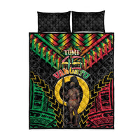 Vanuatu 45th Anniversary Independence Day Quilt Bed Set Melanesian Warrior With Sand Drawing Pattern LT05 - Polynesian Pride