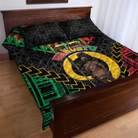 Vanuatu 45th Anniversary Independence Day Quilt Bed Set Melanesian Warrior With Sand Drawing Pattern LT05 - Polynesian Pride