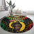 Vanuatu 44th Anniversary Independence Day Round Carpet Melanesian Warrior With Sand Drawing Pattern