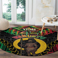 Vanuatu 45th Anniversary Independence Day Round Carpet Melanesian Warrior With Sand Drawing Pattern LT05