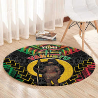 Vanuatu 45th Anniversary Independence Day Round Carpet Melanesian Warrior With Sand Drawing Pattern LT05