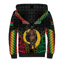 Vanuatu 45th Anniversary Independence Day Sherpa Hoodie Melanesian Warrior With Sand Drawing Pattern LT05 - Polynesian Pride