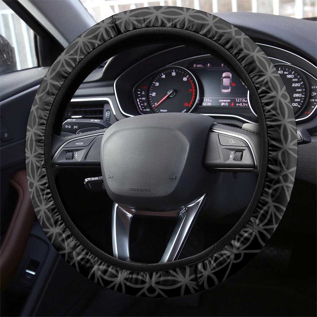 Vanuatu 45th Anniversary Independence Day Steering Wheel Cover Melanesian Warrior With Sand Drawing Pattern LT05 - Polynesian Pride