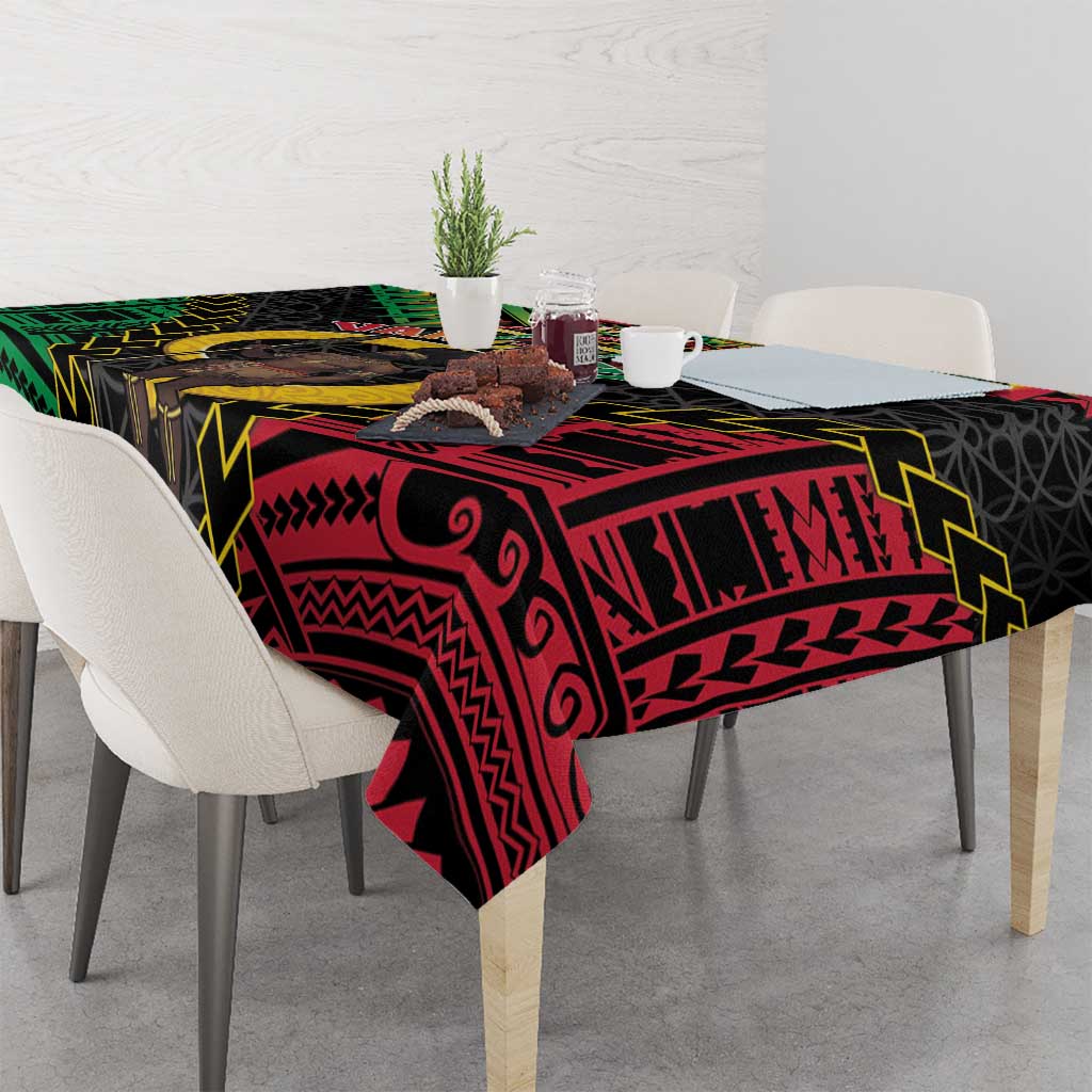 Vanuatu 45th Anniversary Independence Day Tablecloth Melanesian Warrior With Sand Drawing Pattern LT05 - Polynesian Pride