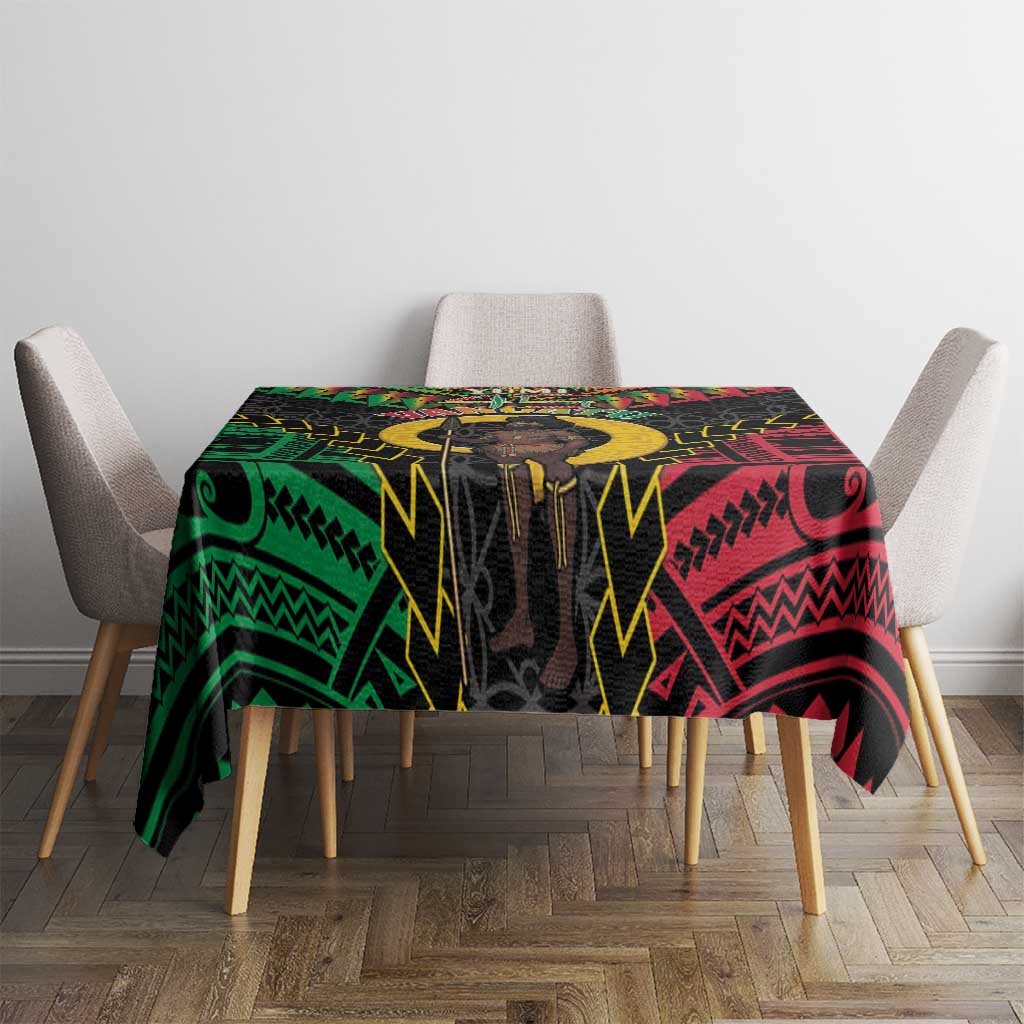 Vanuatu 45th Anniversary Independence Day Tablecloth Melanesian Warrior With Sand Drawing Pattern LT05 - Polynesian Pride